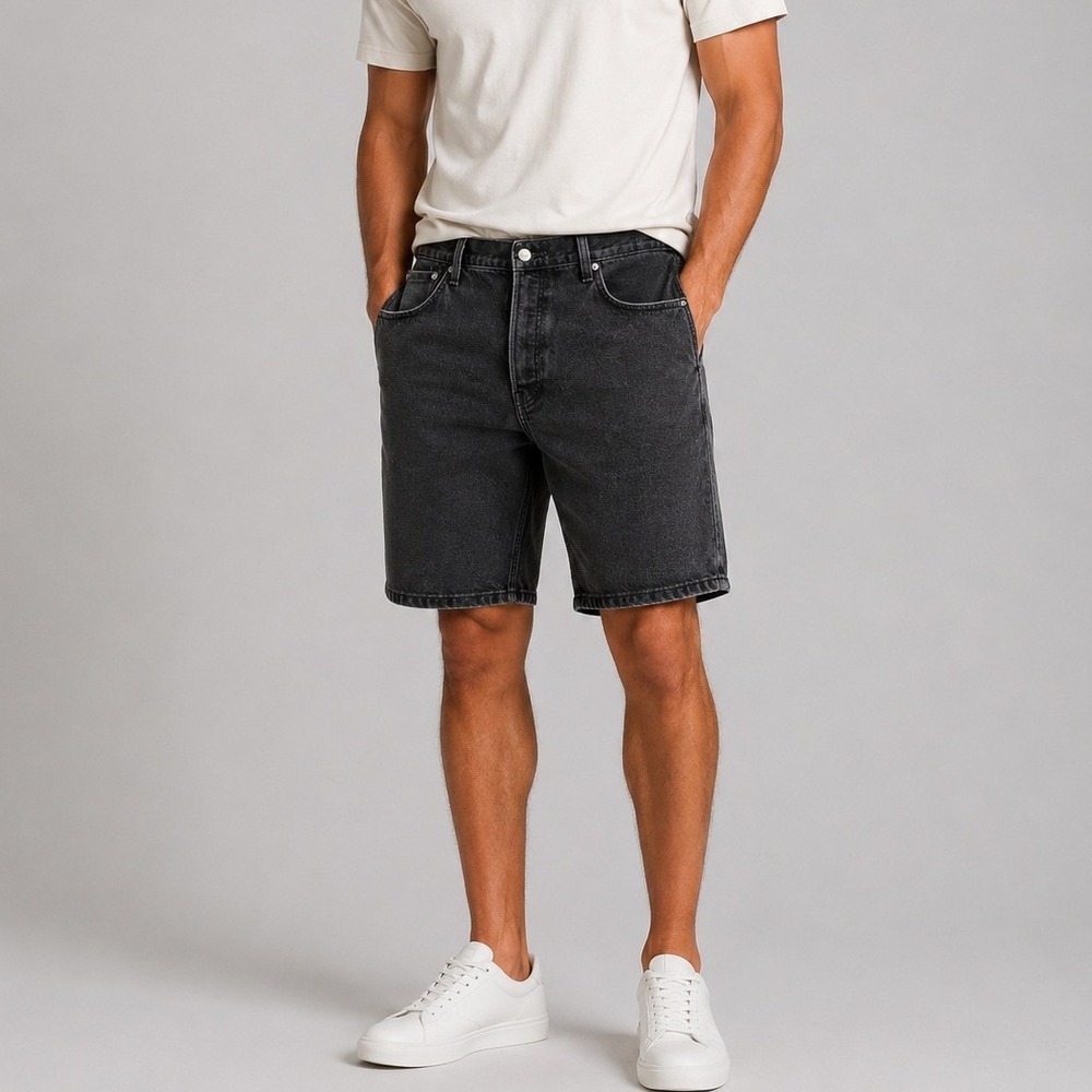 Levis 501 Original Fit Mens Denim Shorts Faded‎ Black Button Fly Size 36